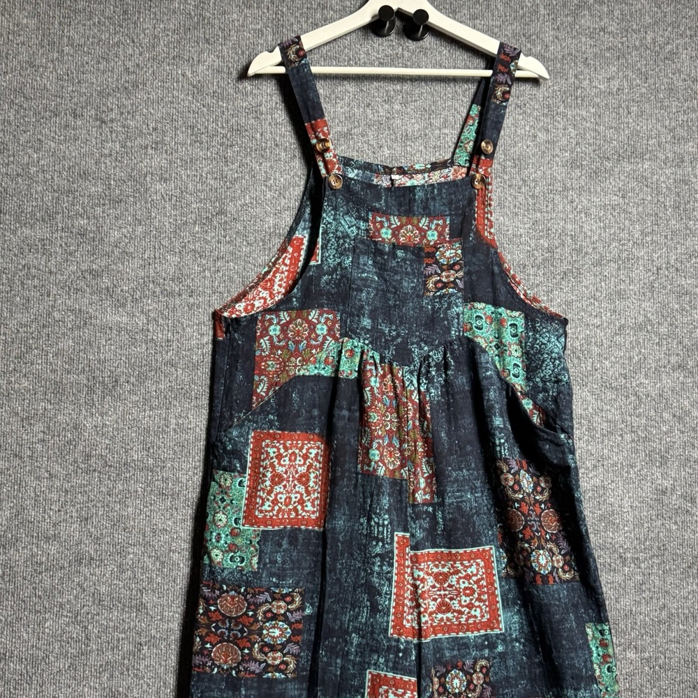 Rahab's Rope Patchwork Overalls XL Wide Leg Jumpsuit Boho Lagenlook Artsy Cotton